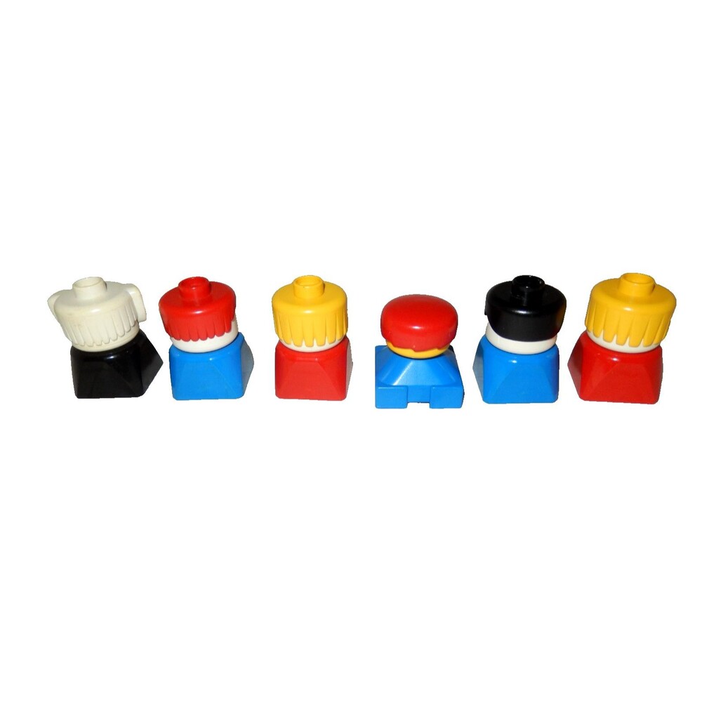 Vintage Lego Duplo People Figures Minifigures Moveable Heads Lot Of 6 - Picture 3 of 3